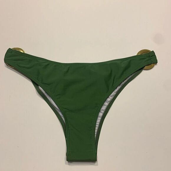 NWOT Olive Green Brazilian Bikini Bottom L Gold - Picture 6 of 9